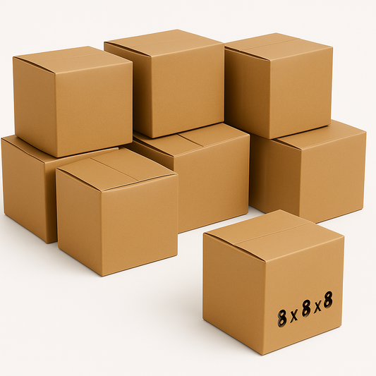 Small Moving Cube Boxes 8 x 8 x 8 Inch ECT 32 Kraft Corrugated Cardboard Shipping Boxes for Packing Mailing and Storage