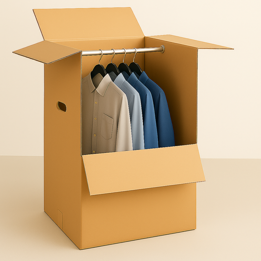 Wardrobe Moving Boxes 20 x 20 x 34 Inch with Hanging Bar ECT 32 Tall Corrugated Cardboard Boxes for Clothes Packing Storage and Closet Organization