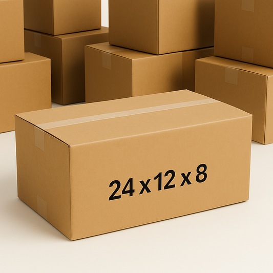 24 x 12 x 8 Inch Rectangular Moving Boxes Heavy-Duty Kraft Corrugated Cardboard Boxes for Packing Shipping and Storage