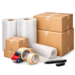 48 moving boxes kit with 18 small 16x10x10, 18 medium 18x14x12, 12 large 20x20x15, bubble wrap rolls, packing tape and black marker