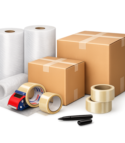 65 moving boxes kit with 20 small 16x10x10, 20 medium 18x14x12, 25 large 20x20x15, bubble wrap rolls, packing tape and black marker