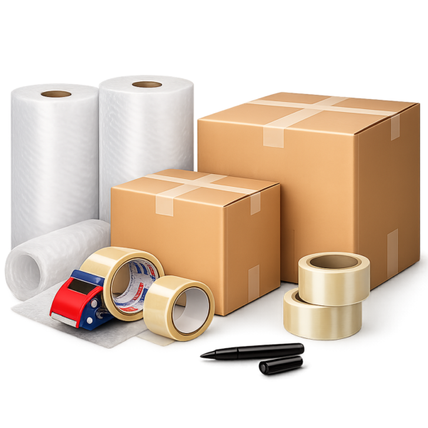 65 moving boxes kit with 20 small 16x10x10, 20 medium 18x14x12, 25 large 20x20x15, bubble wrap rolls, packing tape and black marker